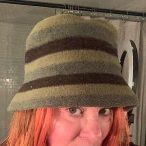 Boiled wool bucket hat greens brown